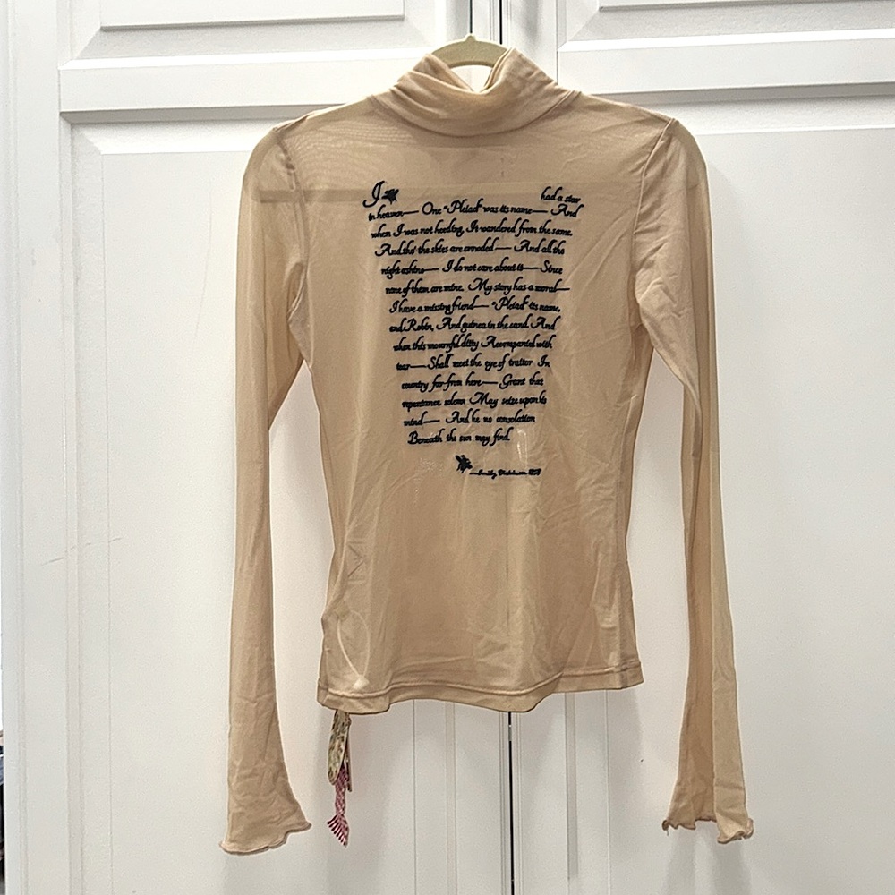 Nude Sheer Mesh Long Sleeve Turtleneck Top Medium 36 NWT Sold Out